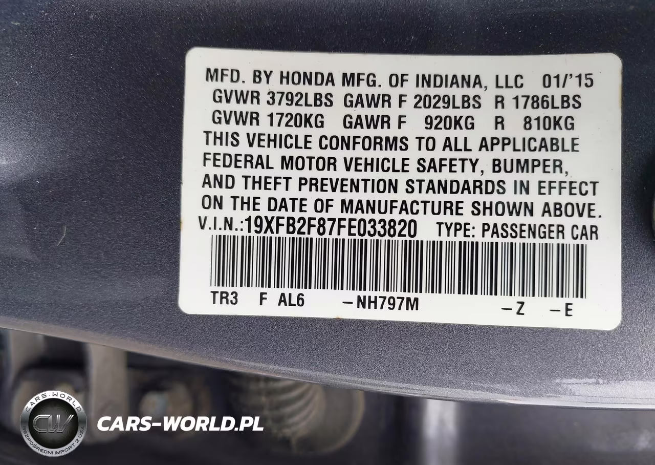 2015 Honda Civic Ex VIN:19XFB2F87FE033820 - 9