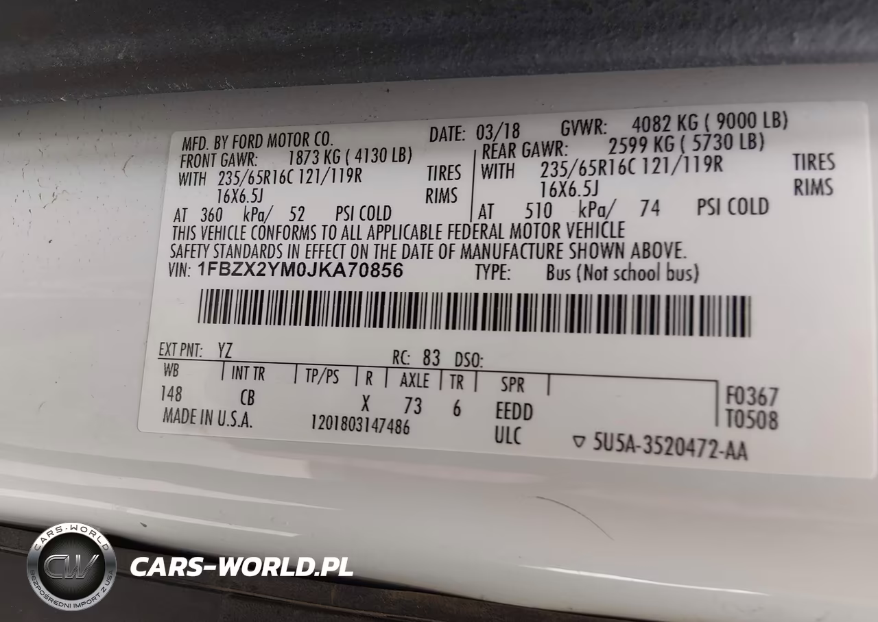 2018 Ford Transit-350 Xl-Xlt VIN:1FBZX2YM0JKA70856 - 9