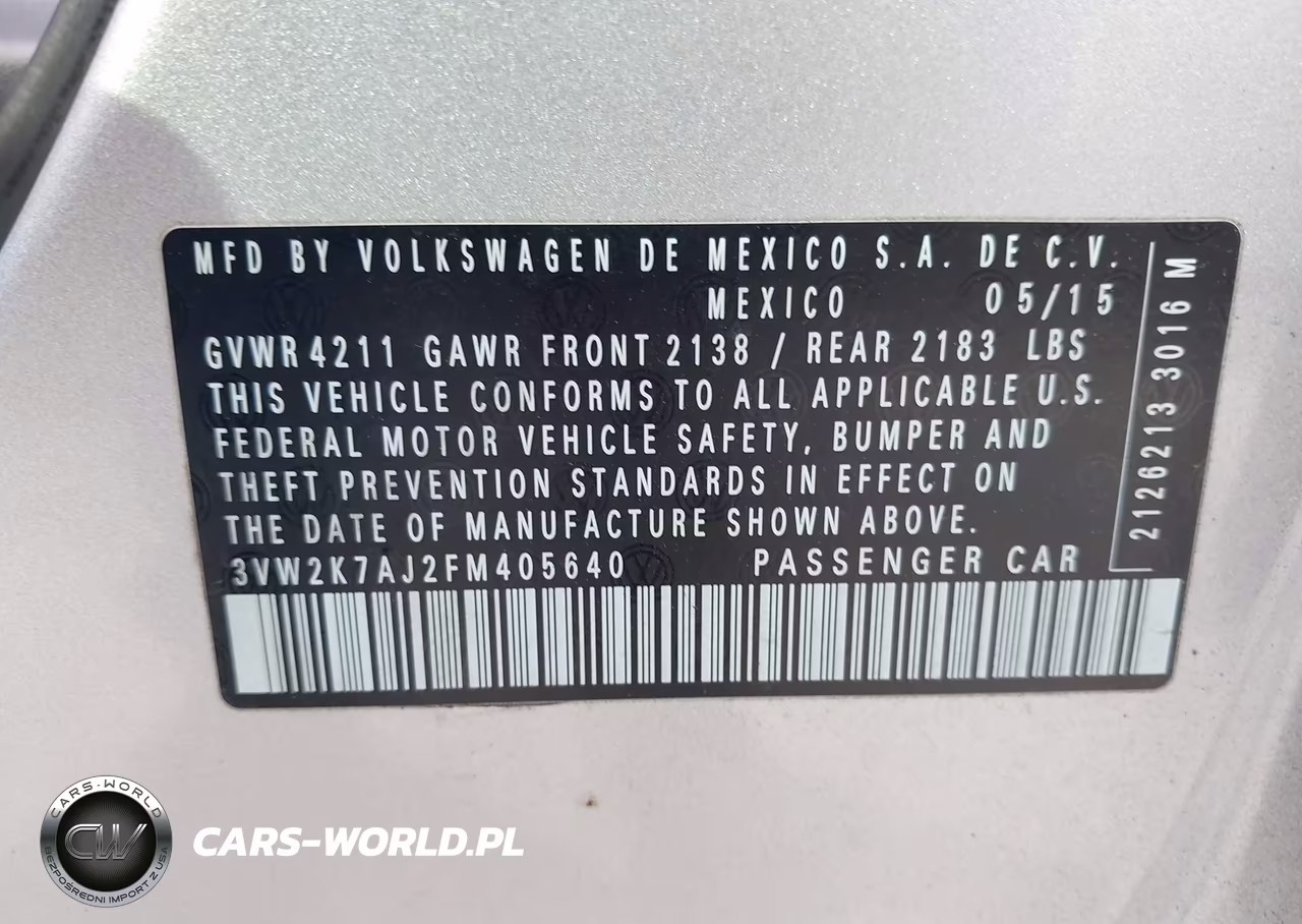 2015 Volkswagen Jetta 2.0L S VIN:3VW2K7AJ2FM405640 - 9
