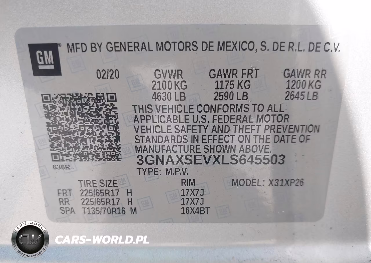 2020 Chevrolet Equinox Awd Ls VIN:3GNAXSEVXLS645503 - 9