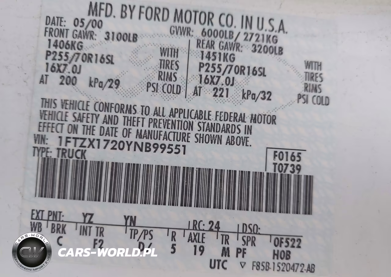 2000 Ford F-150 Work Series-Xl-Xlt VIN:1FTZX1720YNB99551 - 9