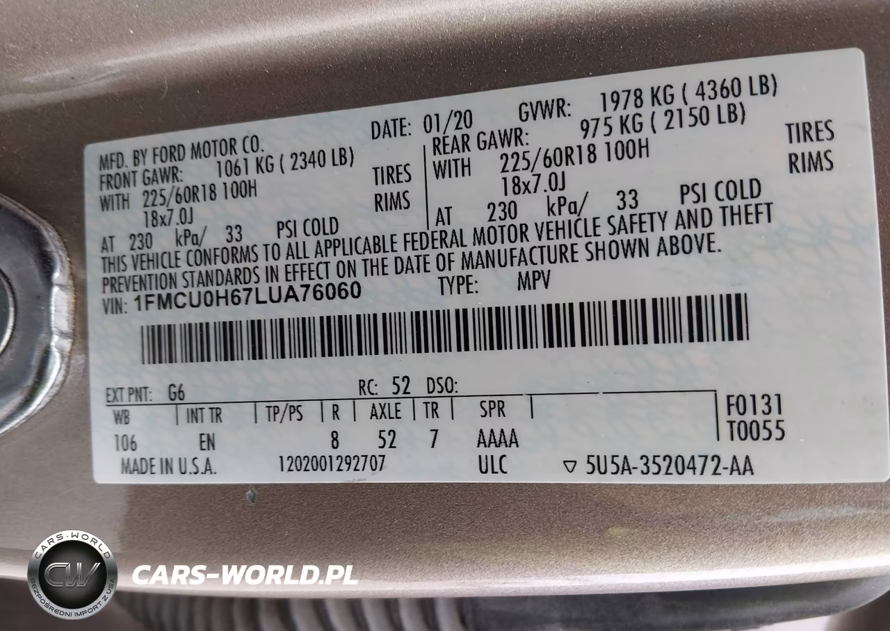 2020 Ford Escape Sel VIN:1FMCU0H67LUA76060 - 9