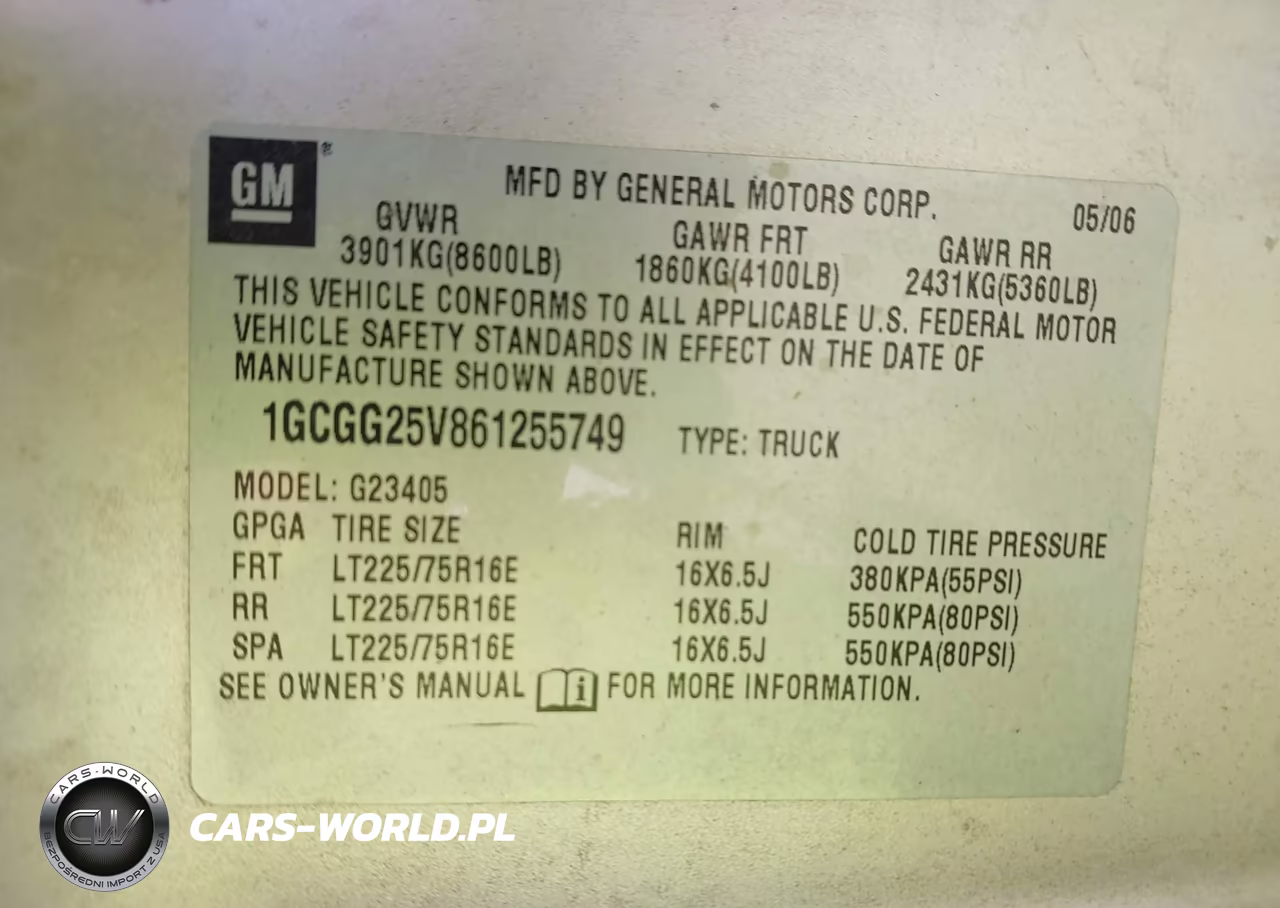 2006 Chevrolet Express Work Van VIN:1GCGG25V861255749 - 9
