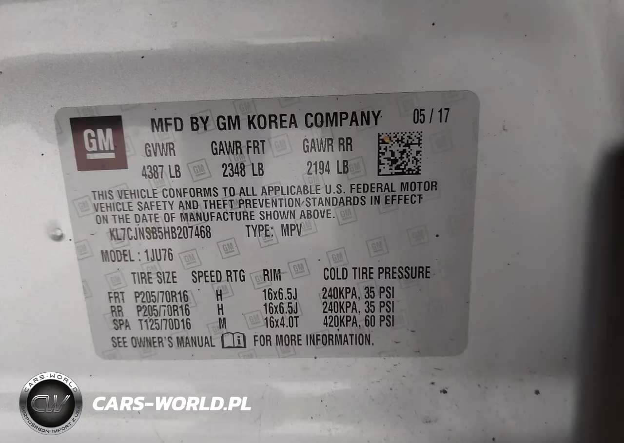 2017 Chevrolet Trax Ls VIN:KL7CJNSB5HB207468 - 9