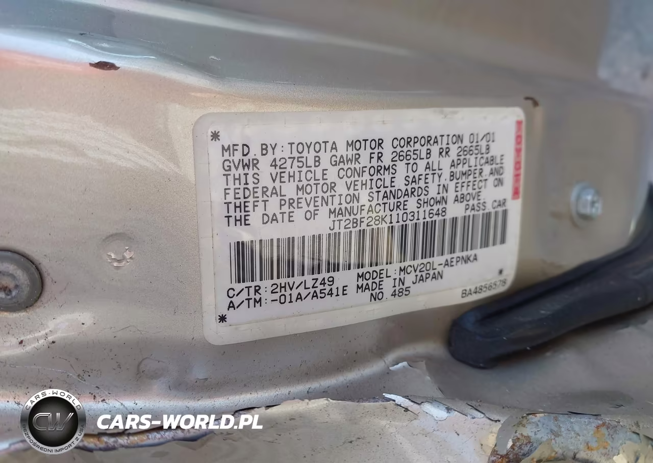 2001 Toyota Camry Le V6 VIN:JT2BF28K110311648 - 9