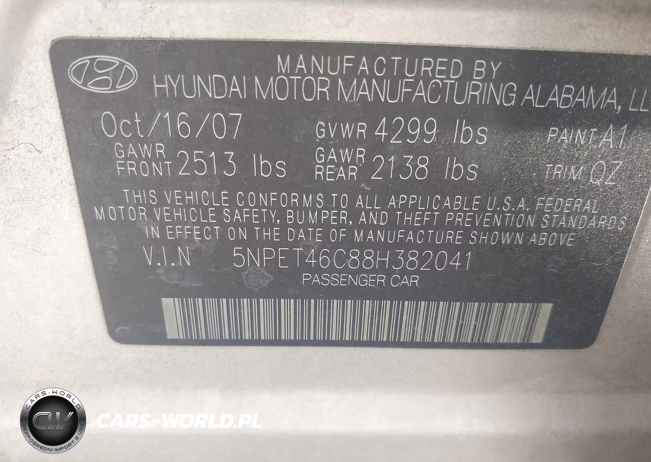 2008 Hyundai Sonata Gls VIN:5NPET46C88H382041 - 9