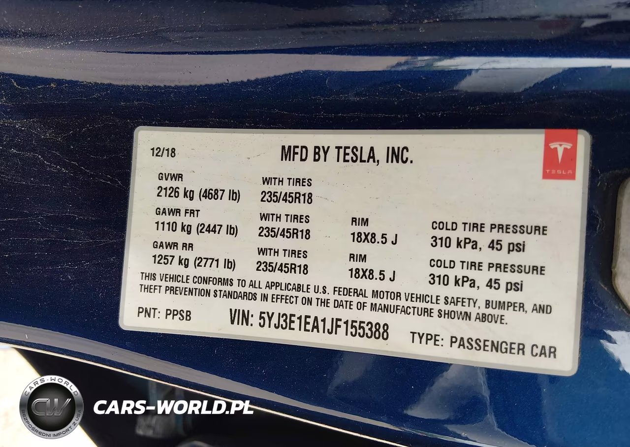 2018 Tesla Model 3 Long Range-Mid Range VIN:5YJ3E1EA1JF155388 - 9