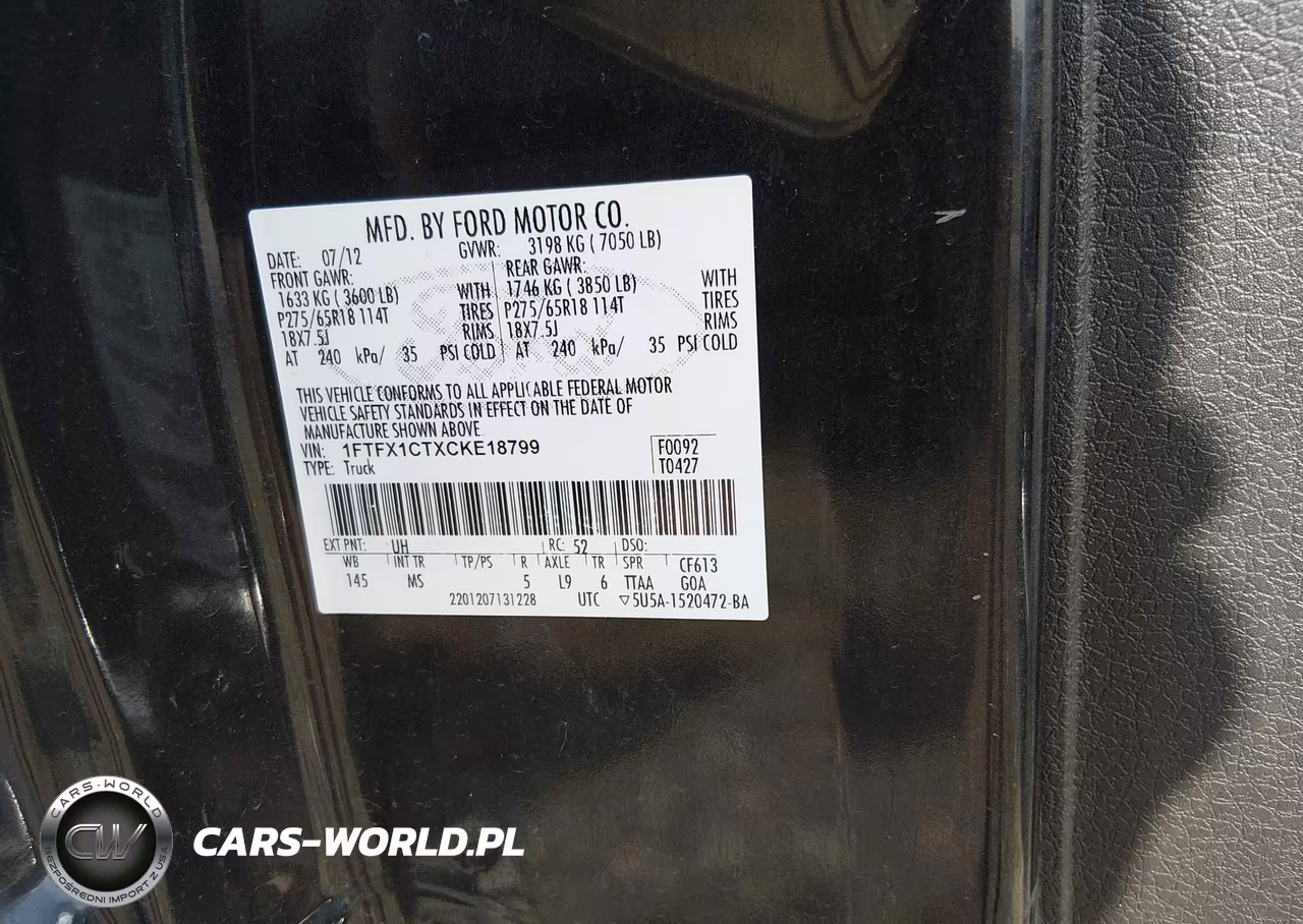 2012 Ford F-150 Fx2-Lariat-Xl-Xlt VIN:1FTFX1CTXCKE18799 - 9