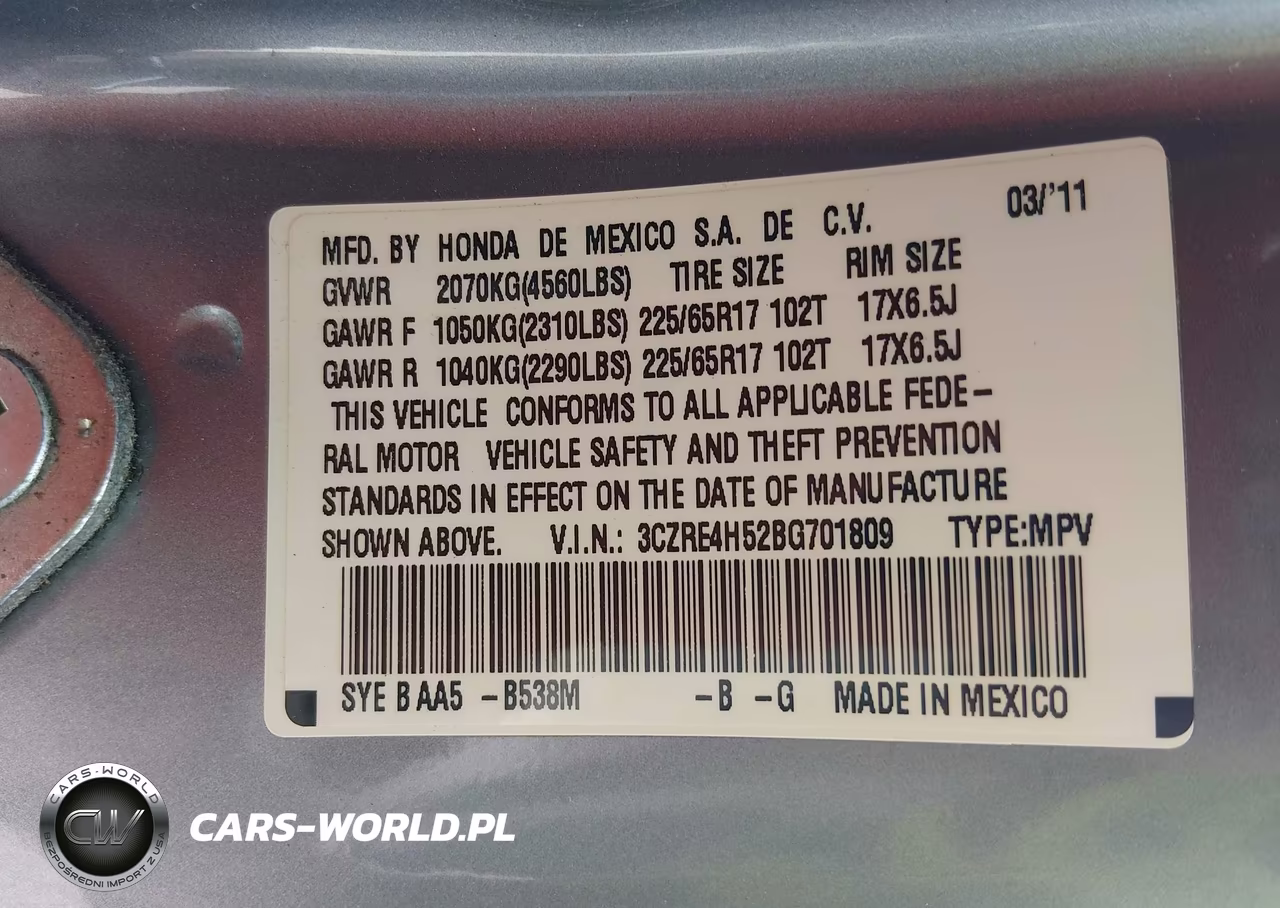 2011 Honda Cr-V Ex VIN:3CZRE4H52BG701809 - 9