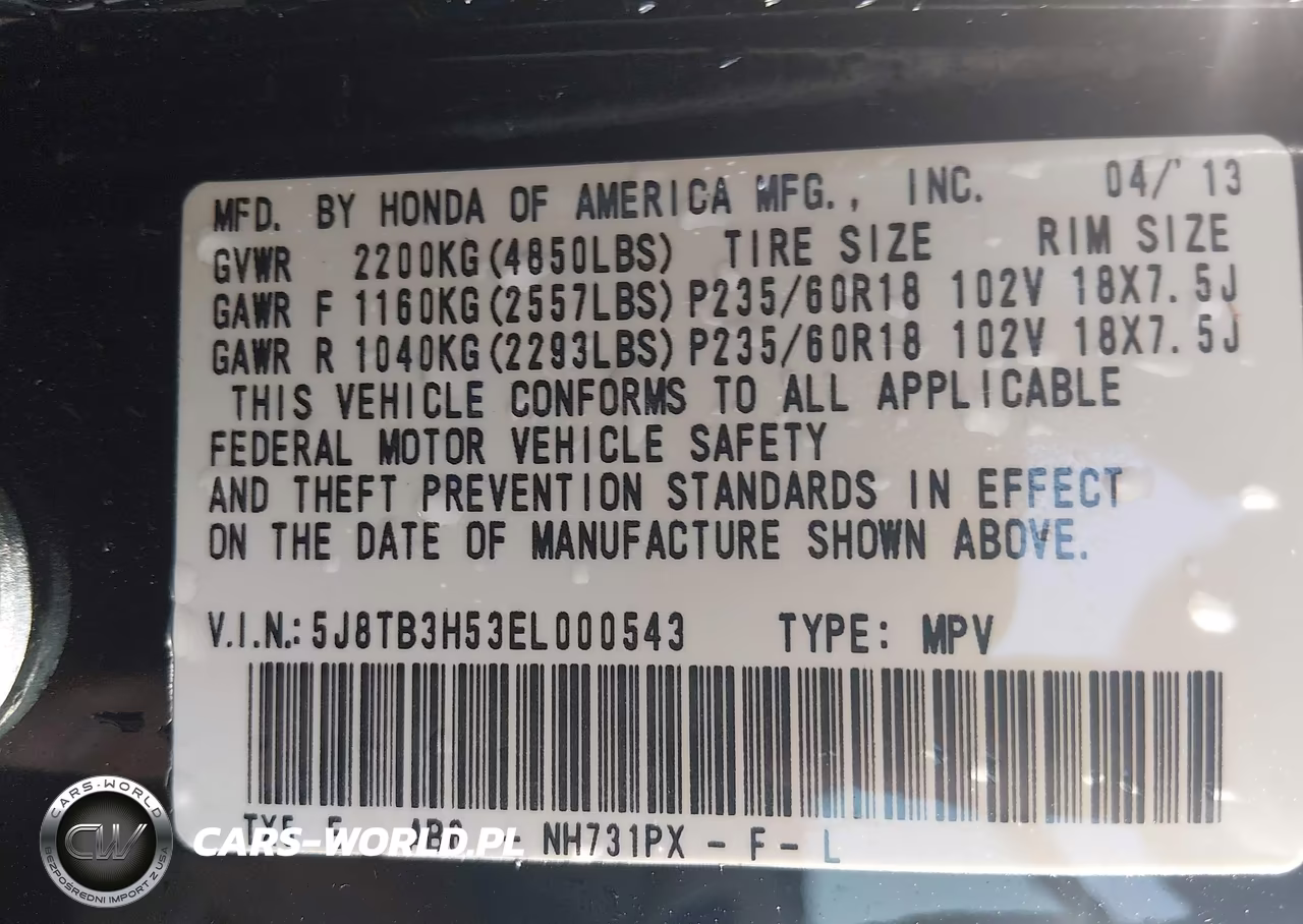 2014 Acura Rdx VIN:5J8TB3H53EL000543 - 9