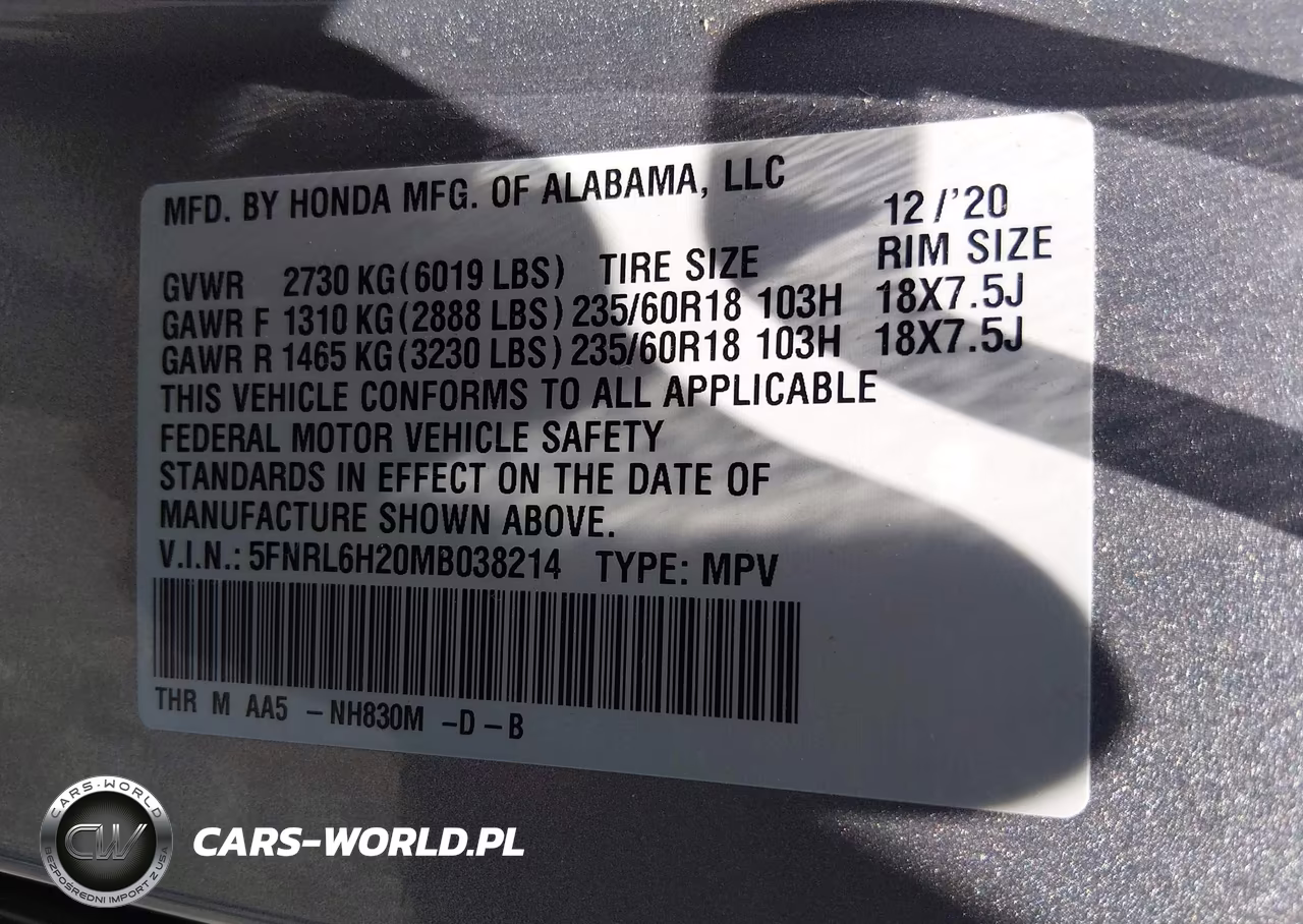 2021 Honda Odyssey Lx VIN:5FNRL6H20MB038214 - 9