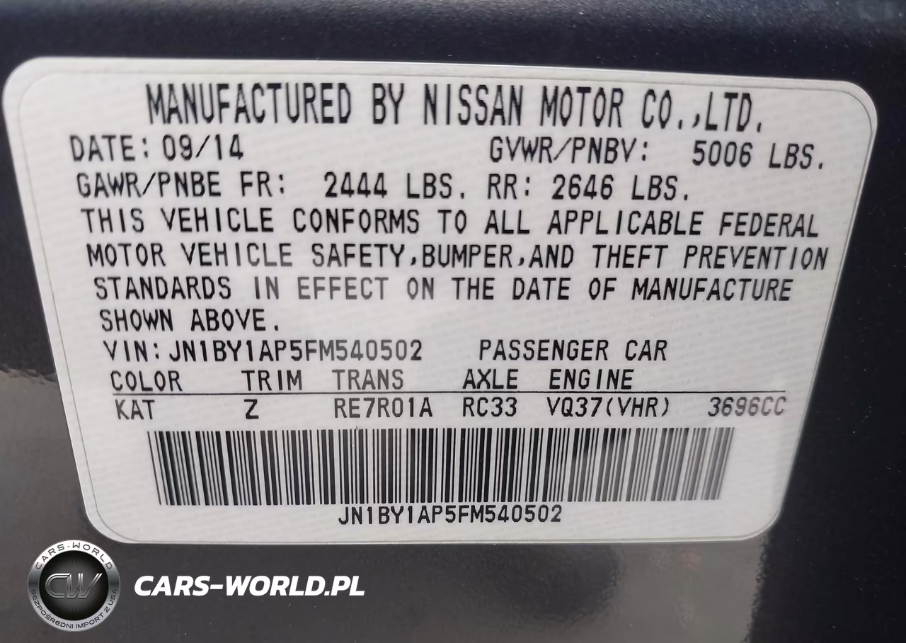 2015 Infiniti Q70 3.7 VIN:JN1BY1AP5FM540502 - 9
