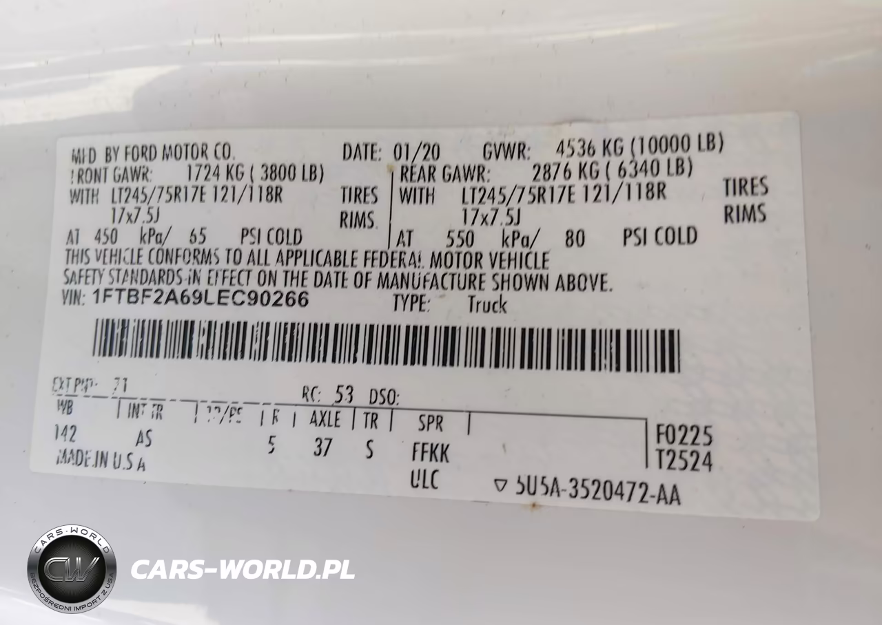 2020 Ford F-250 Xl VIN:1FTBF2A69LEC90266 - 9