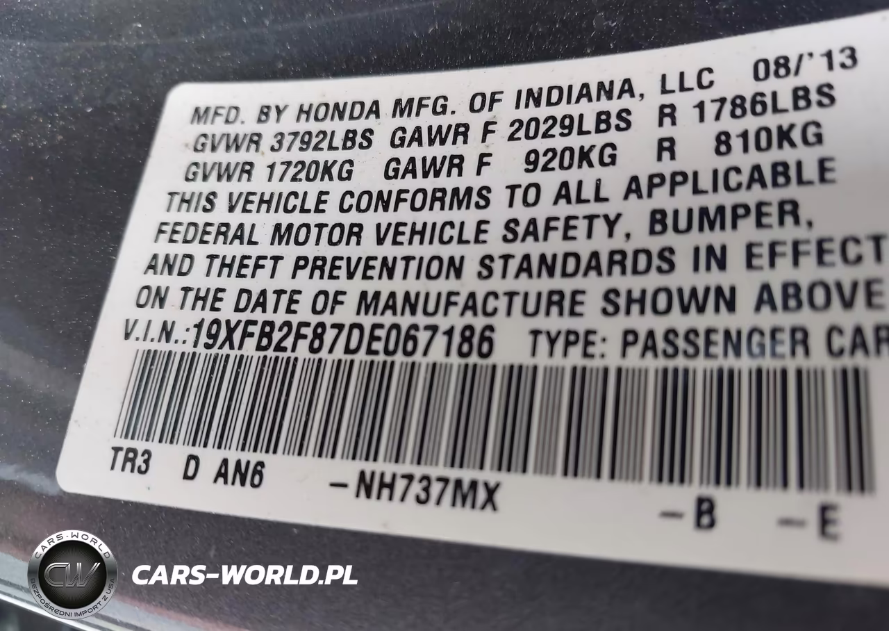 2013 Honda Civic Ex VIN:19XFB2F87DE067186 - 9