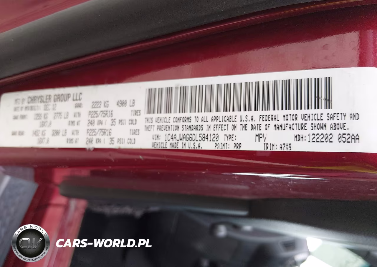 2013 Jeep Wrangler Sport VIN:1C4AJWAG6DL584120 - 9
