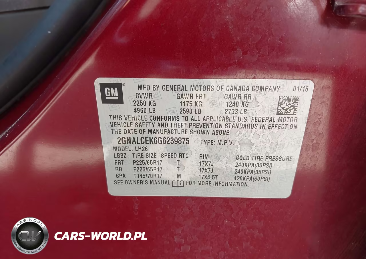 2016 Chevrolet Equinox Lt VIN:2GNALCEK6G6239875 - 9