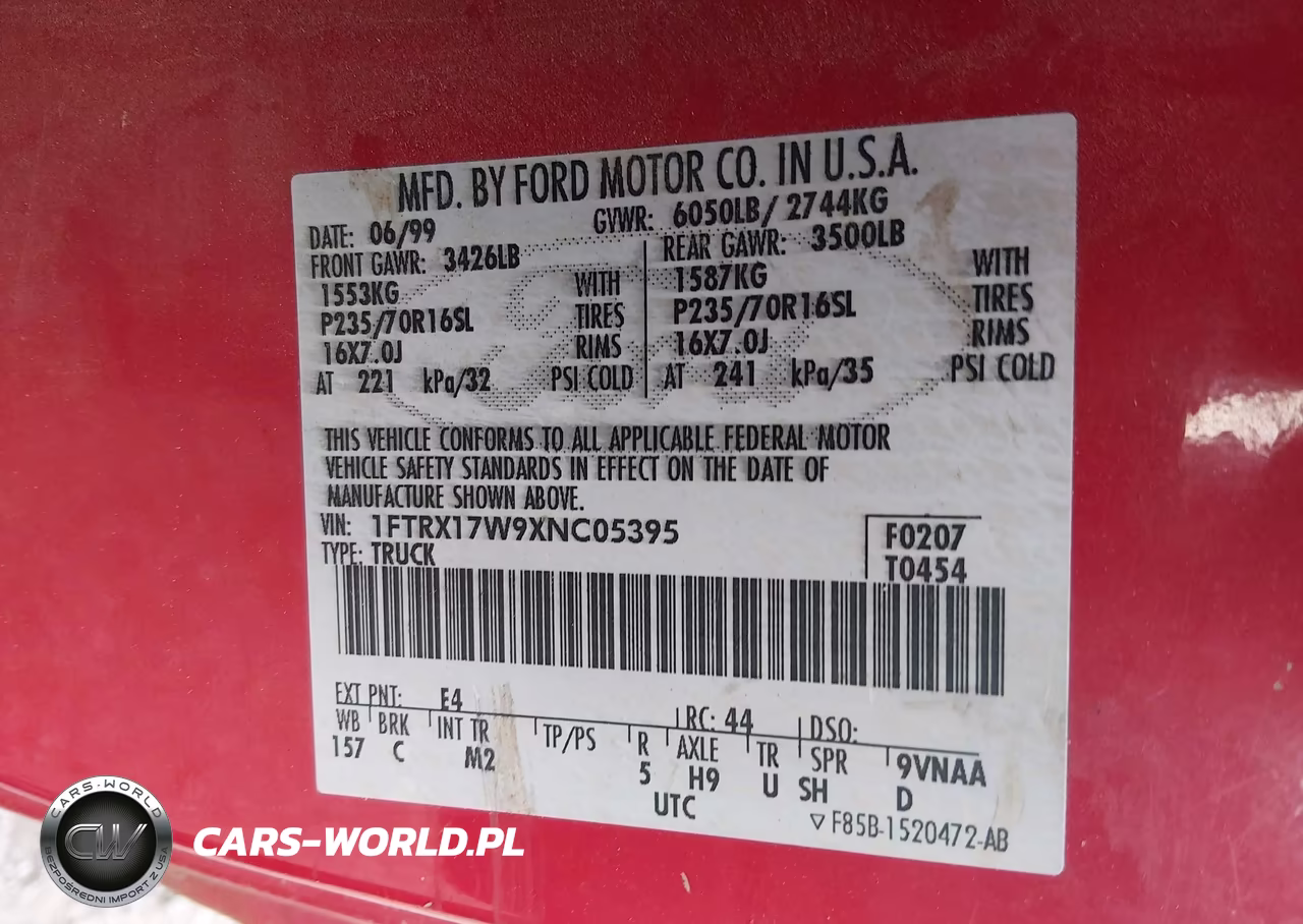 1999 Ford F-150 Lariat-Work Series-Xl-Xlt VIN:1FTRX17W9XNC05395 - 9