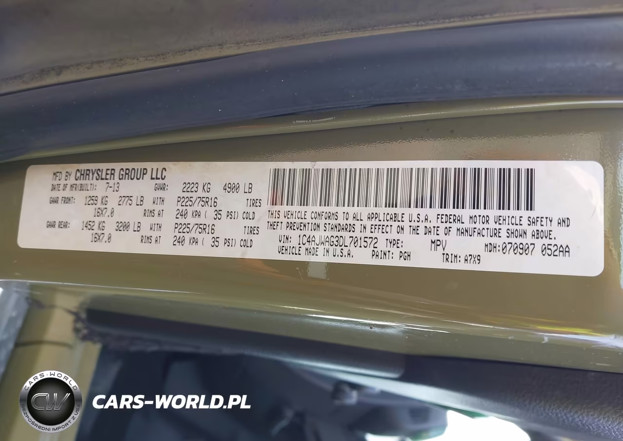 2013 Jeep Wrangler Sport VIN:1C4AJWAG3DL701572 - 9