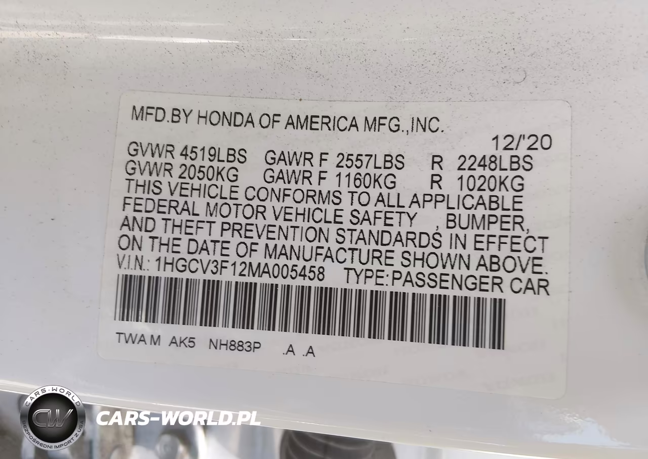 2021 Honda Accord Hybrid VIN:1HGCV3F12MA005458 - 9