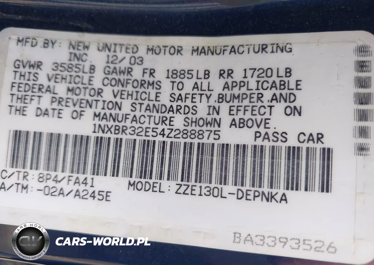 2004 Toyota Corolla Le VIN:1NXBR32E54Z288875 - 9