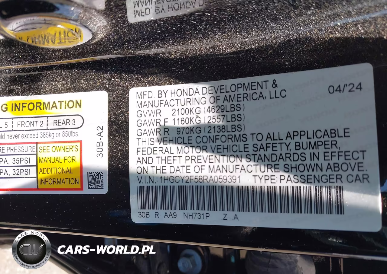 2024 Honda Accord Hybrid Sport VIN:1HGCY2F58RA059391 - 9