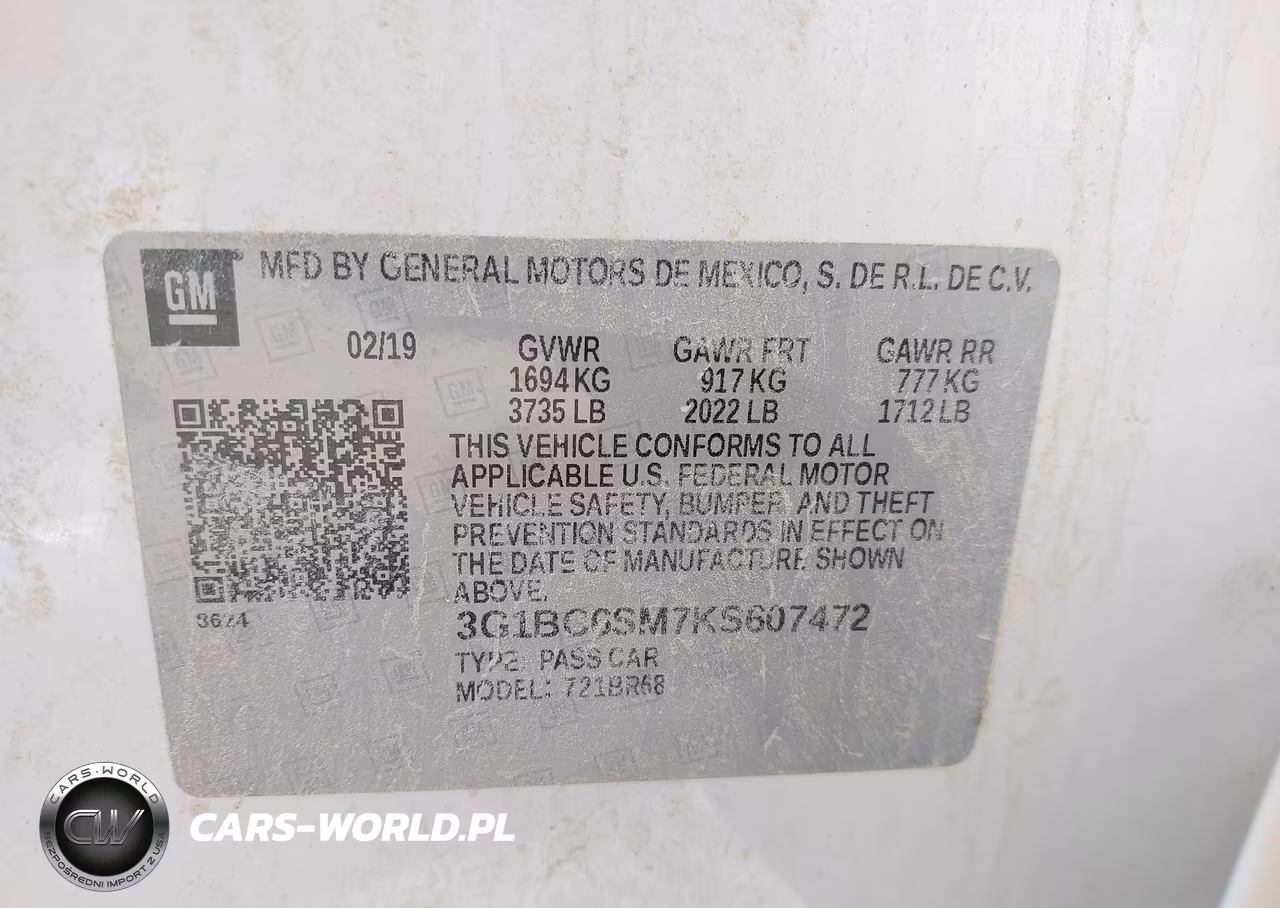 2019 Chevrolet Cruze Ls VIN:3G1BC6SM7KS607472 - 9