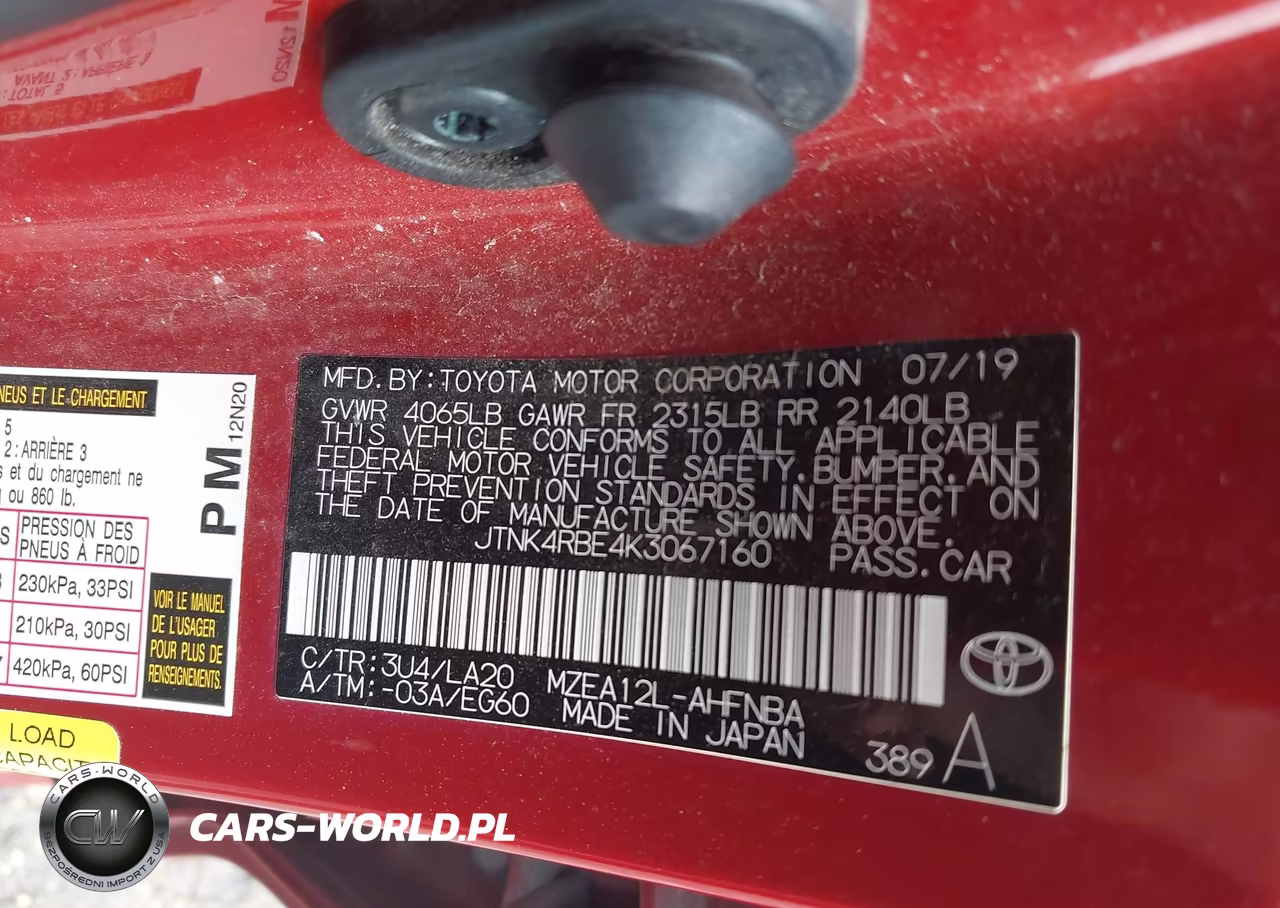 2019 Toyota Corolla Xse VIN:JTNK4RBE4K3067160 - 9