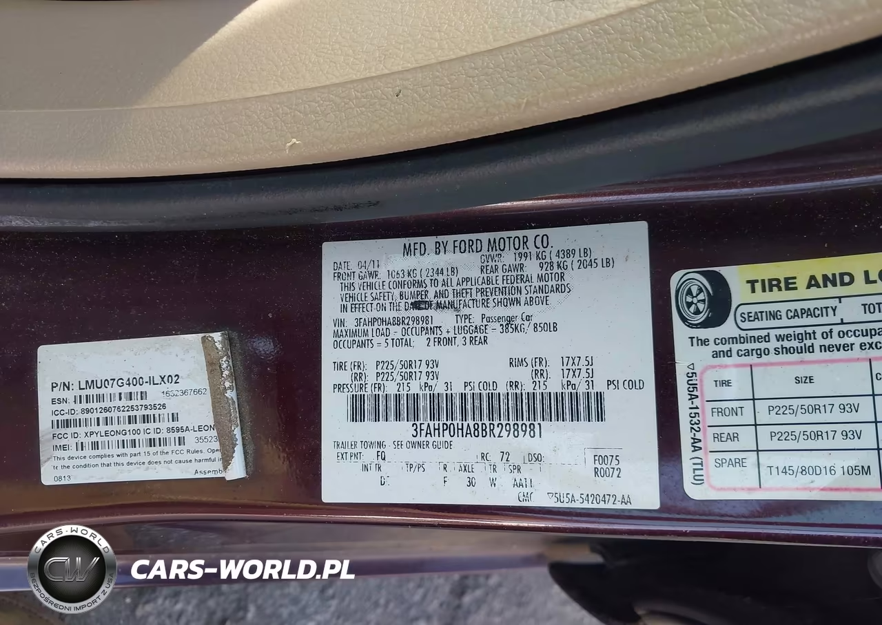 2011 Ford Fusion Se VIN:3FAHP0HA8BR298981 - 9