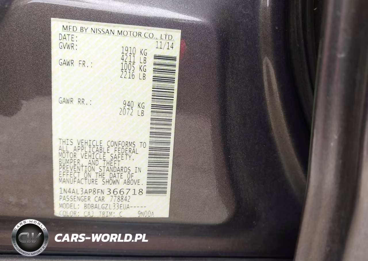 2015 Nissan Altima 2.5 S VIN:1N4AL3AP8FN366718 - 9