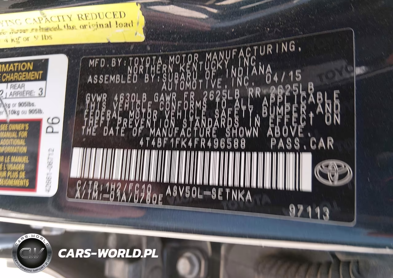 2015 Toyota Camry Le VIN:4T4BF1FK4FR496588 - 9