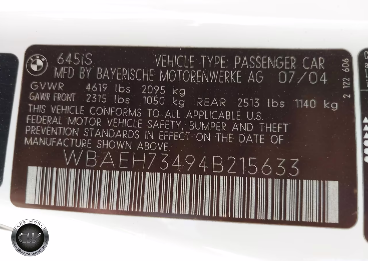 2004 BMW 645 Ci Automatic VIN:WBAEH73494B215633 - 9