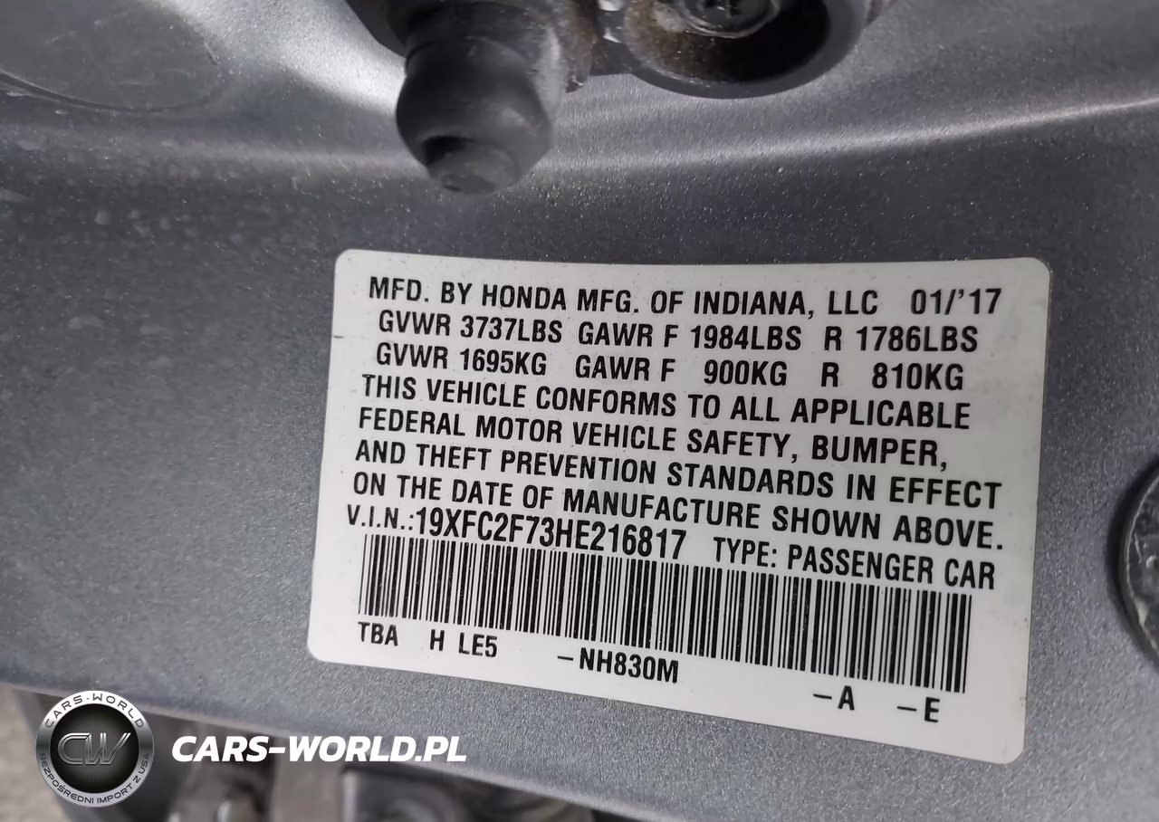 2017 Honda Civic Ex VIN:19XFC2F73HE216817 - 9