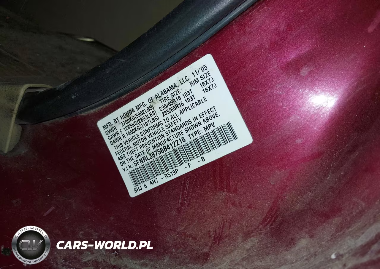 2006 Honda Odyssey Ex-L VIN:5FNRL38756B412216 - 9