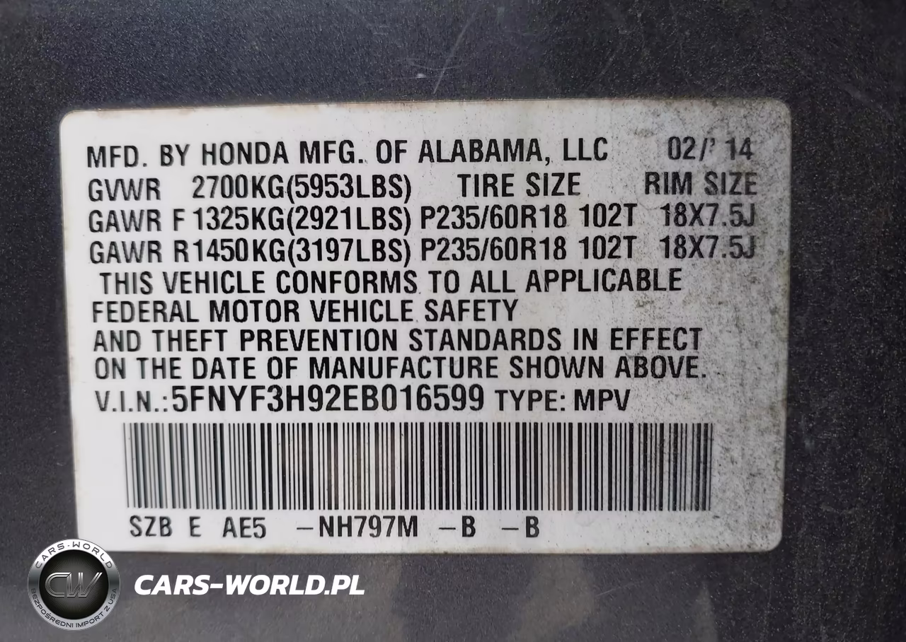 2014 Honda Pilot Touring VIN:5FNYF3H92EB016599 - 9