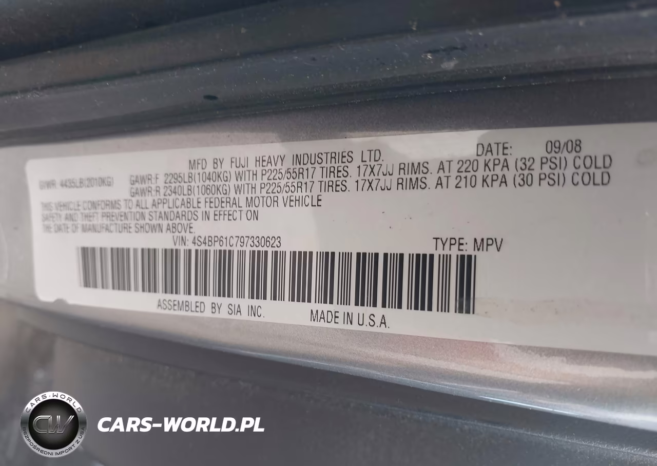 2009 Subaru Outback 2.5I VIN:4S4BP61C797330623 - 9