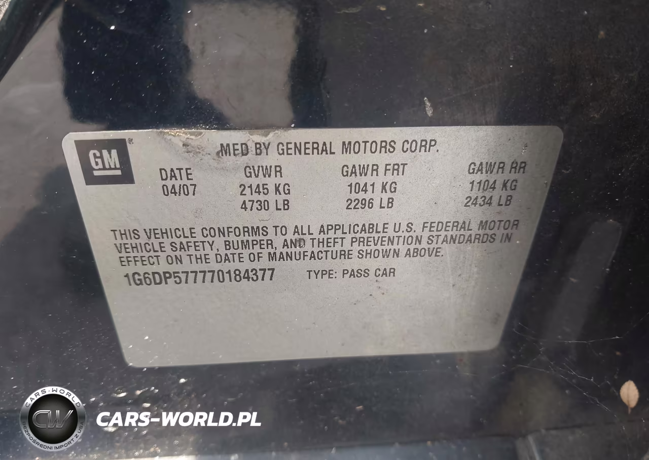 2007 Cadillac Cts Base W-1Sb VIN:1G6DP577770184377 - 9
