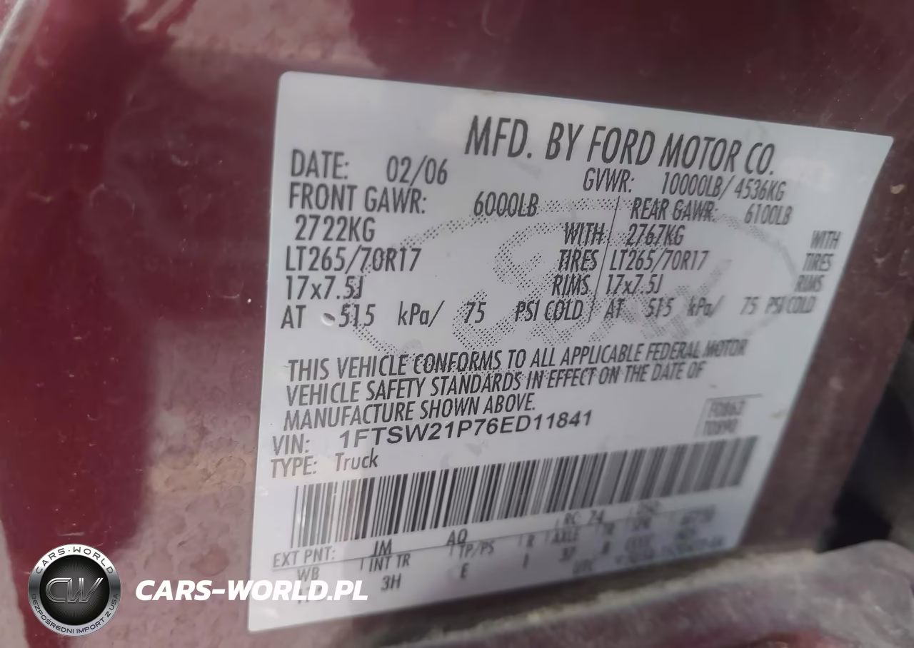 2006 Ford F-250 Lariat-Xl-Xlt VIN:1FTSW21P76ED11841 - 9