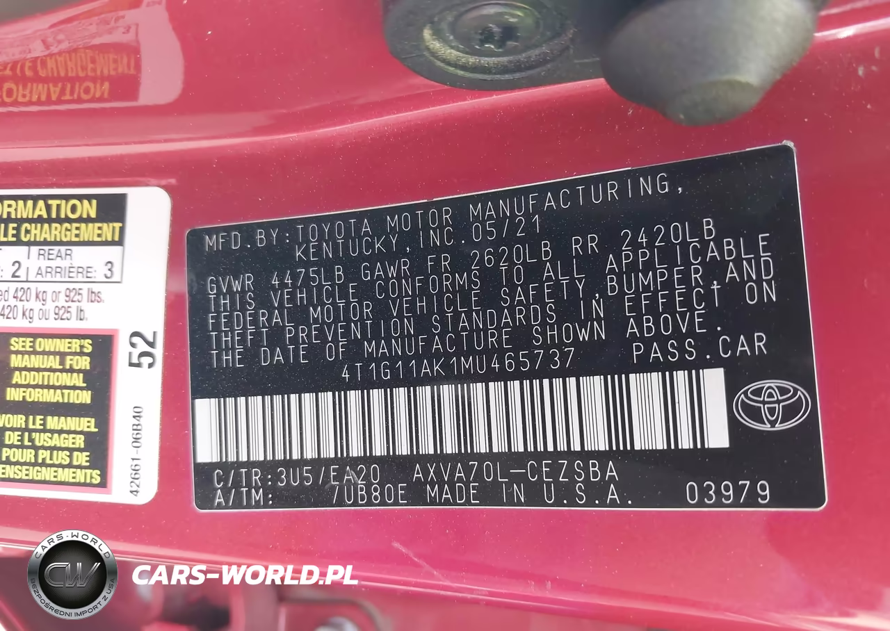2021 Toyota Camry Se VIN:4T1G11AK1MU465737 - 9