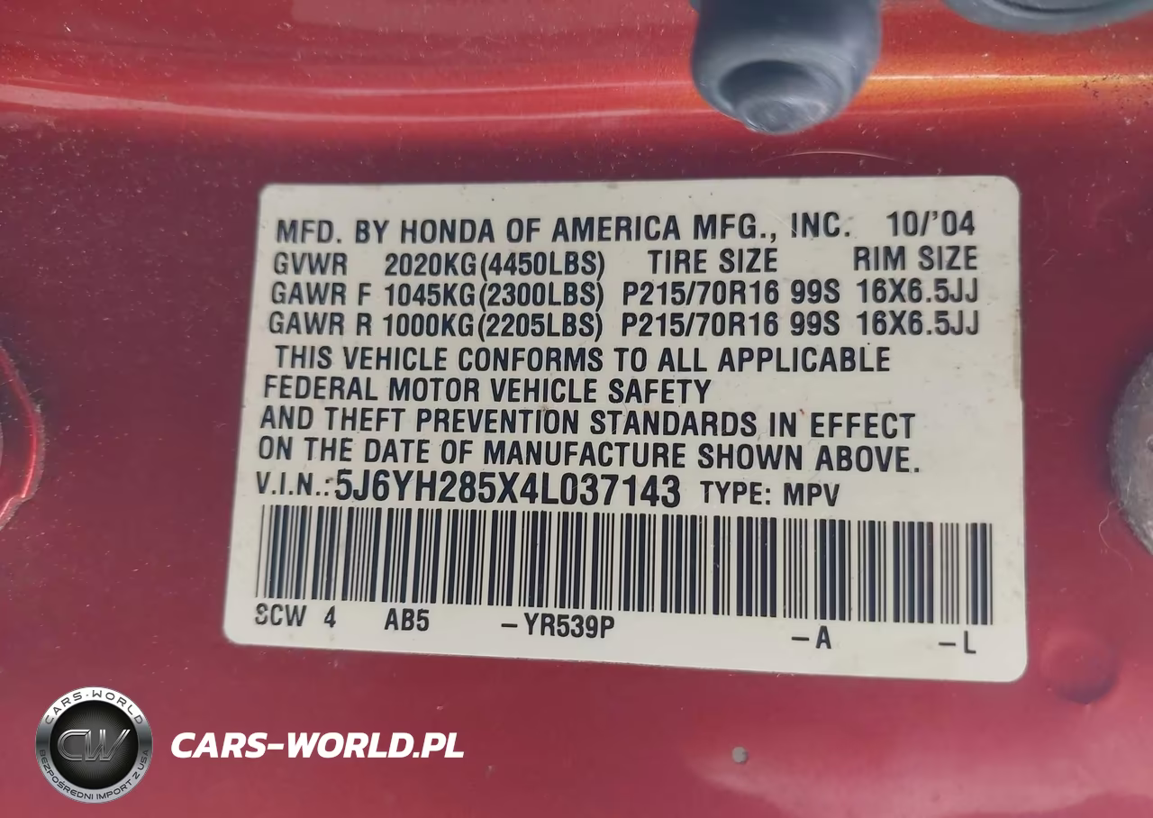 2004 Honda Element Ex VIN:5J6YH285X4L037143 - 9