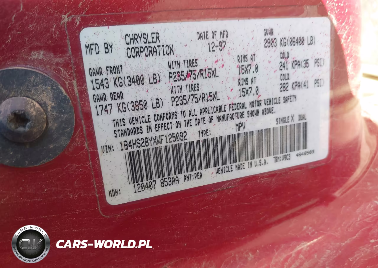 1998 Dodge Durango Slt VIN:1B4HS28YXWF125092 - 9