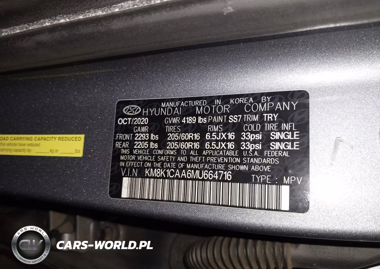 2021 Hyundai Kona Se VIN:KM8K1CAA6MU664716 - 9