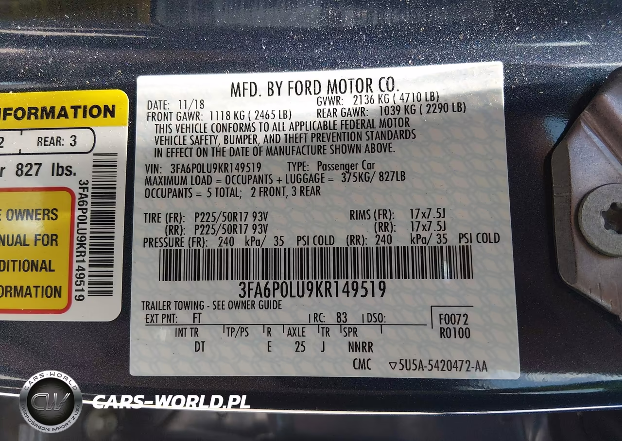 2019 Ford Fusion Hybrid Se VIN:3FA6P0LU9KR149519 - 9