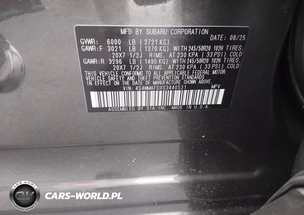 2025 Subaru Ascent Onyx Edition 7-Passenger VIN:4S4WMAFDXS3440531 - 9