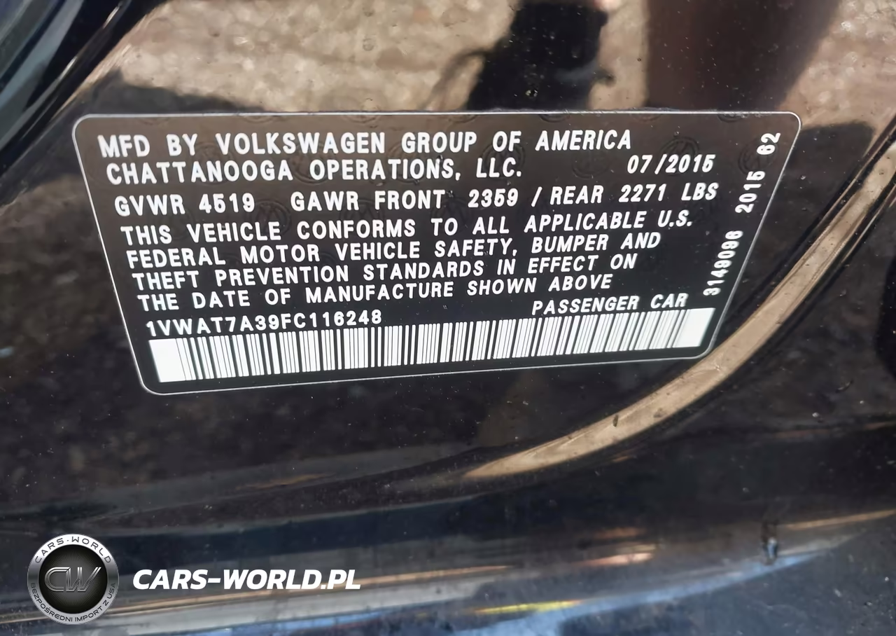 2015 Volkswagen Passat 1.8T Limited Edition VIN:1VWAT7A39FC116248 - 9