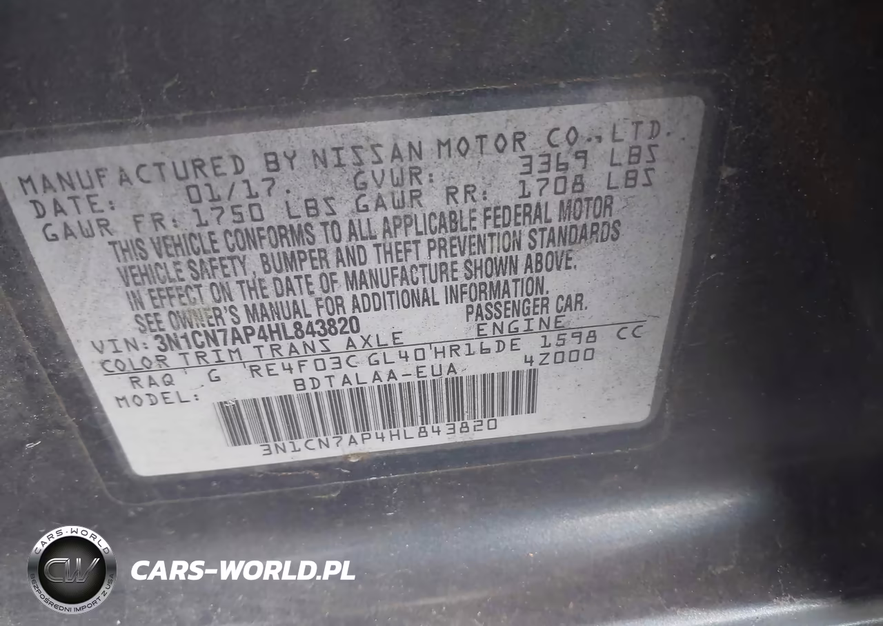 2017 Nissan Versa 1.6 S VIN:3N1CN7AP4HL843820 - 9