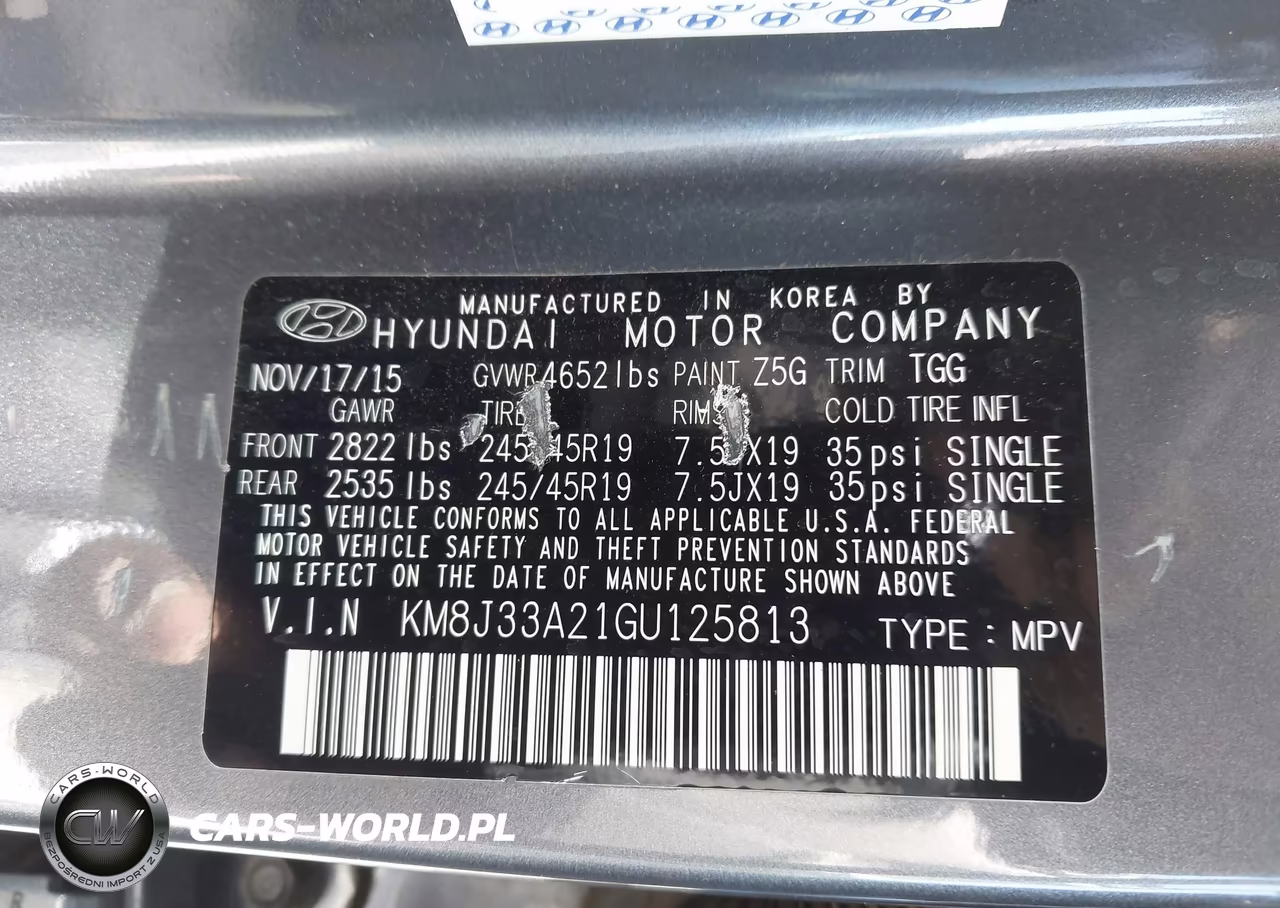 2016 Hyundai Tucson Sport VIN:KM8J33A21GU125813 - 9