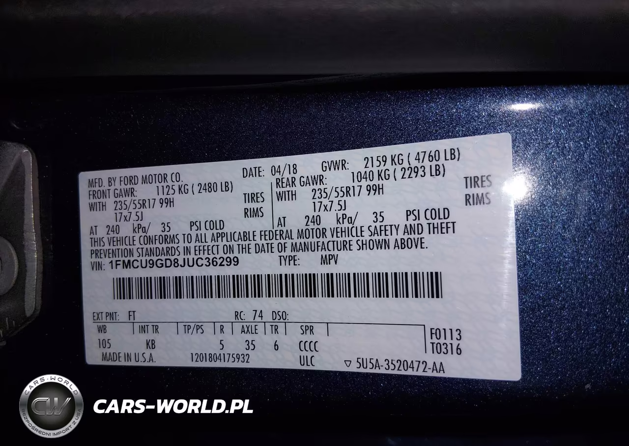 2018 Ford Escape Se VIN:1FMCU9GD8JUC36299 - 9