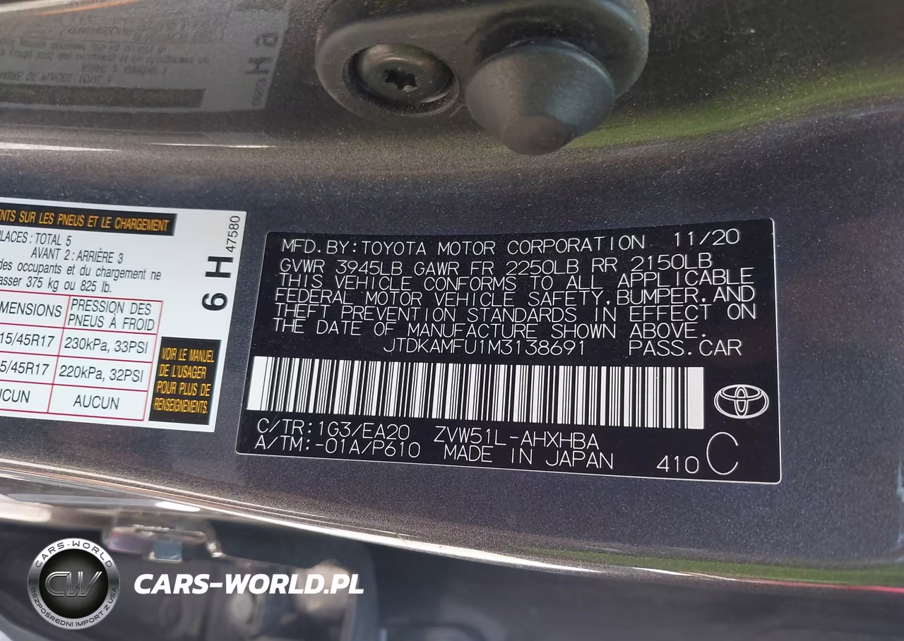 2021 Toyota Prius Xle VIN:JTDKAMFU1M3138691 - 9