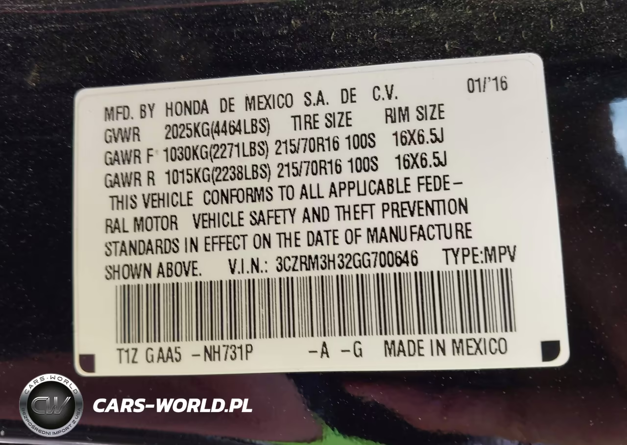 2016 Honda Cr-V Lx VIN:3CZRM3H32GG700646 - 9