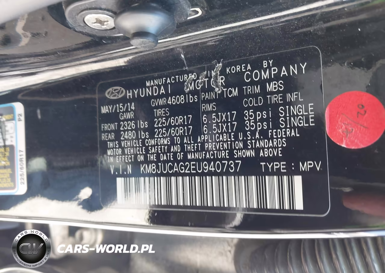 2014 Hyundai Tucson Se VIN:KM8JUCAG2EU940737 - 9